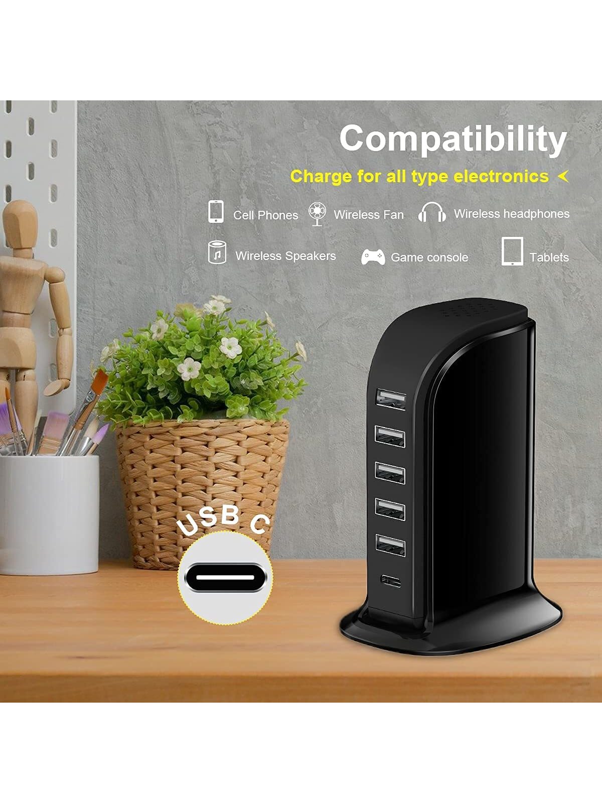 3-in-1 Rotatable Charger Dock for iPhone/Micro-USB Phone/Type-C Phone (white) RMB 42.48 + RMB 26.97 shipping 6 in 1 USB Dock Charging Hub With 5 USB Ports(Shared 6A) 40W USB C Charger 3A