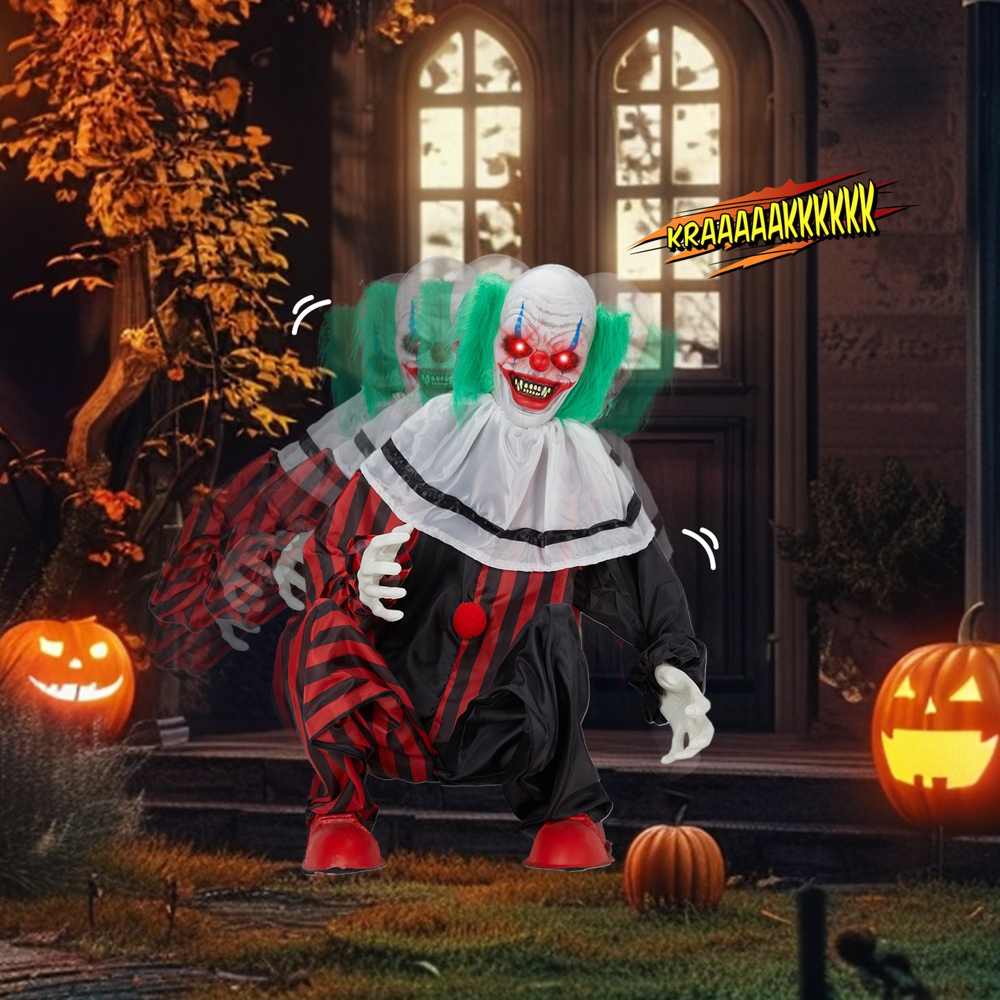2.6ft Halloween Clown Decoration Standing Prop Spooky Indoor Outdoor Decor