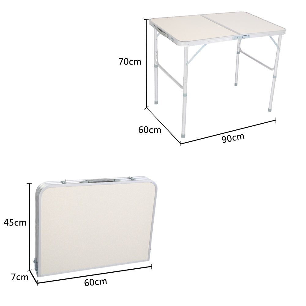 3ft Portable Aluminum Foldable Party Garden BBQ Camping Table Adjustable white