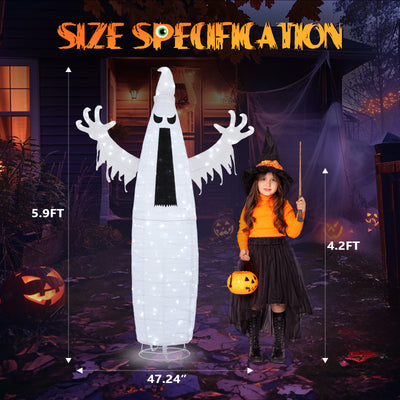 5.9ft Pop-up Ghost 160LED Lighted Outdoor Halloween Decorations 30V 3.6W