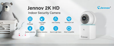 Jennov 2K Security Indoor Camera Home Smart Night Vision Wireless WiFi baby