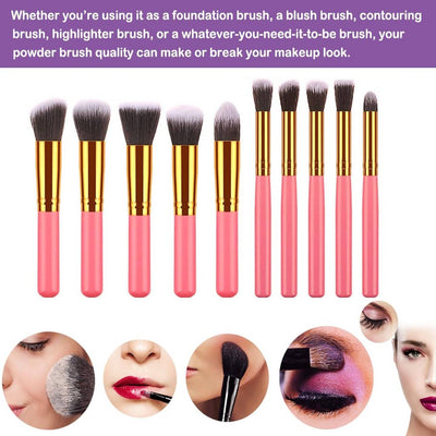 10pcs Makeup Brushes Cosmetic Eyebrow Blush Foundation Powder Kit Set with bag