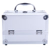 Aluminum Makeup Train Case Jewelry Box Cosmetic Organizer with Mirror Silver