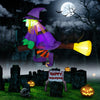 3.9 FT Halloween Inflatable Witch Riding Broom Broke Out Built-in LED Decoration