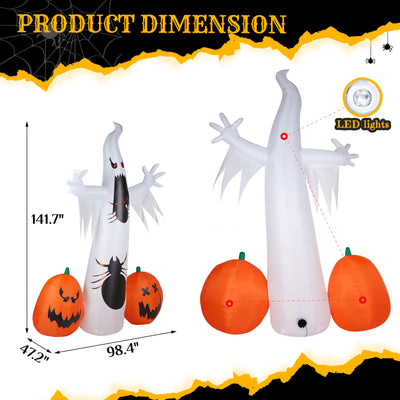 11.8 FT Halloween Inflatables Ghost Spider Pumpkin Outdoor Decorations Yard Lawn