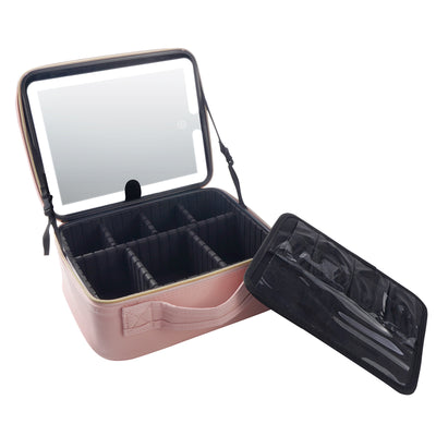 Professional High-capacity Multilayer Portable Travel Makeup Bag Strap Pink