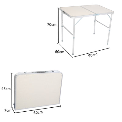 3ft Portable Aluminum Foldable Party Garden BBQ Camping Table Adjustable white