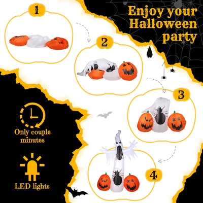 11.8 FT Halloween Inflatables Ghost Spider Pumpkin Outdoor Decorations Yard Lawn