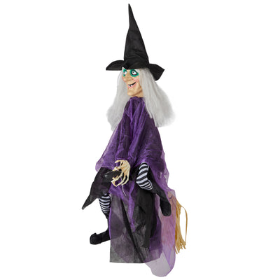 3ft Witch Halloween Hanging Decoration Talking Witch Glow Eyes with LED lights