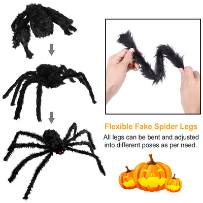 Halloween Decorations Spider Outdoor 49inch Hairy Spider with 126 inch Tarantula