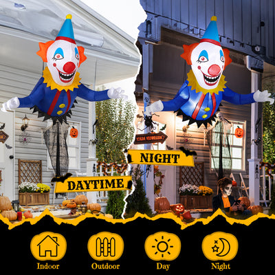 3.3 FT Halloween Inflatable Clown Broke Out Outdoor Decorations Built-in LED