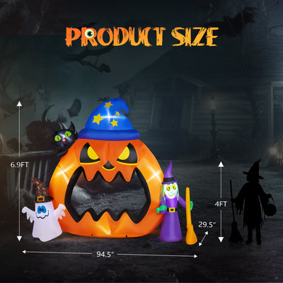 6.9ft Giant Pumpkin Inflatable Outdoor Halloween Decor Yard Decoration