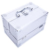 Aluminum Makeup Train Case Jewelry Box Cosmetic Organizer with Mirror Silver