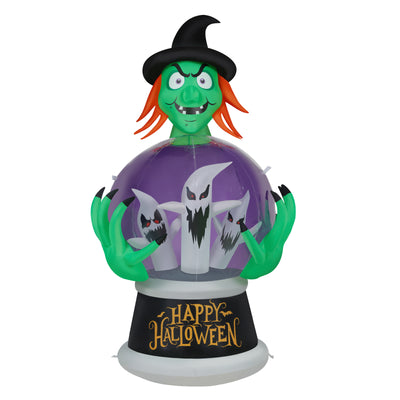 5.9ft Witch & Crystal Ball Inflatable Halloween Scary Decoration