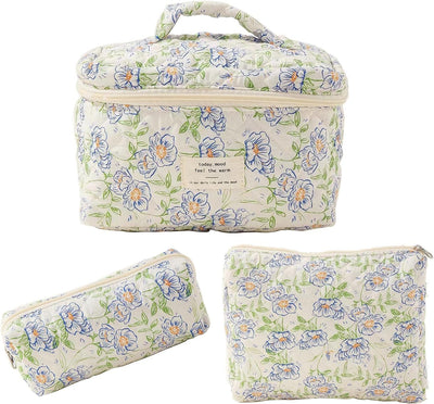 3 pcs Cosmetic Bags for Women Floral Makeup Organizer Travel Toiletry Storage