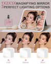 Travel Makeup Bag With Light Up Mirror Portable Storage Box With 3 Color lights