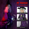 3ft Witch Halloween Hanging Decoration Talking Witch Glow Eyes with LED lights